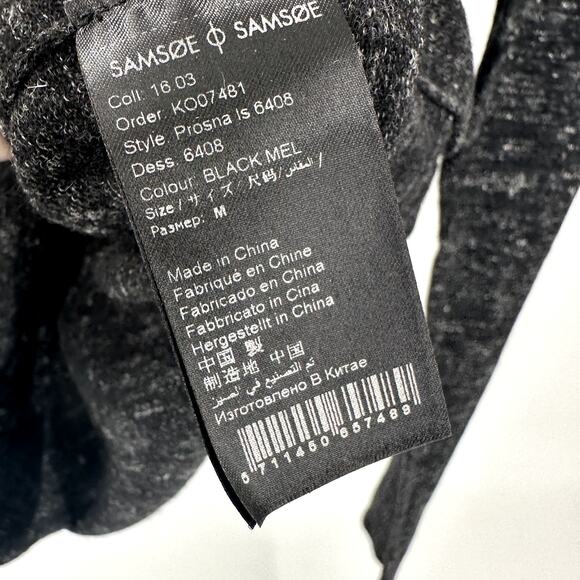 Samsoe Samsoe Sweater Womens Medium Open Back Black Marled Knit Faux Wrap - Picture 5 of 7
